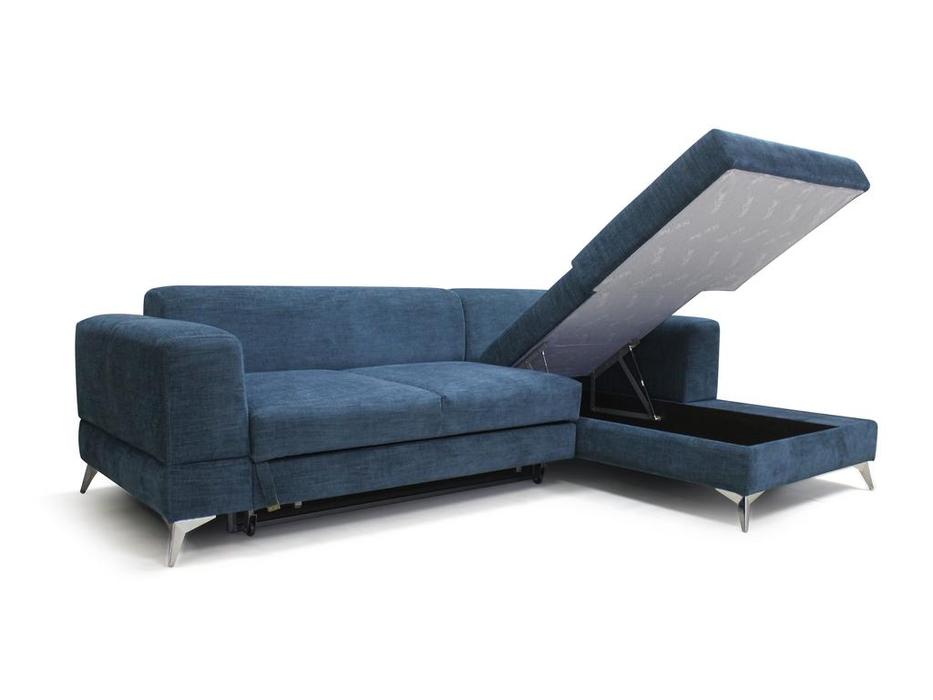 SofTime диван угловой широкие подлокотники (синий) Даллас