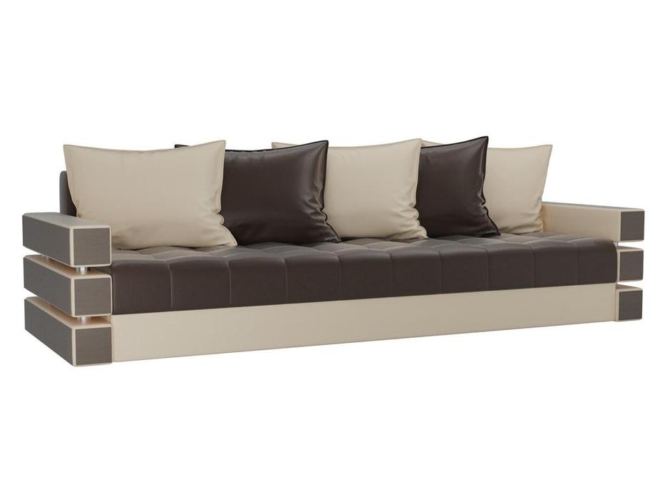Лига Диванов диван-кровать 3-местный (бежевый/коричневый) Венеция