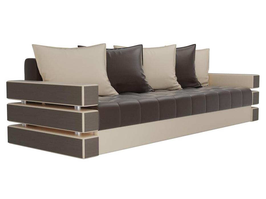 Лига Диванов диван-кровать 3-местный (бежевый/коричневый) Венеция