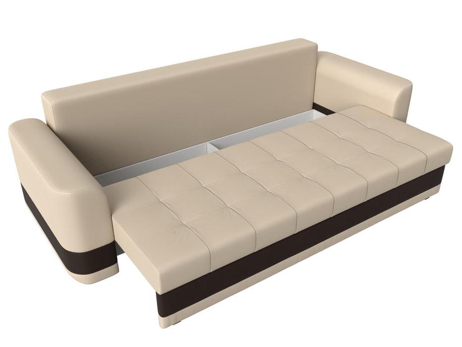 Лига Диванов диван-кровать 3-х местный (бежевый/коричневый) Честер