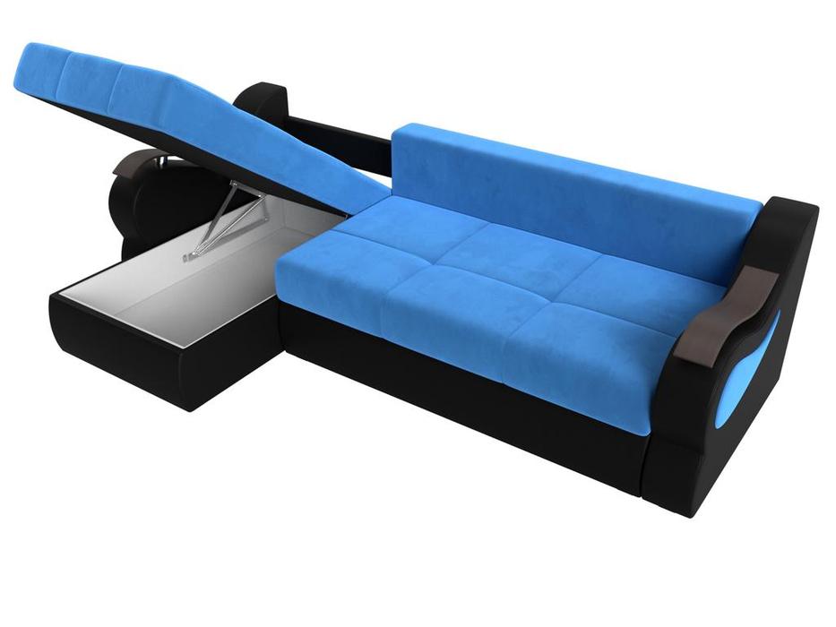 Лига Диванов диван угловой  (голубой/черный) Меркурий