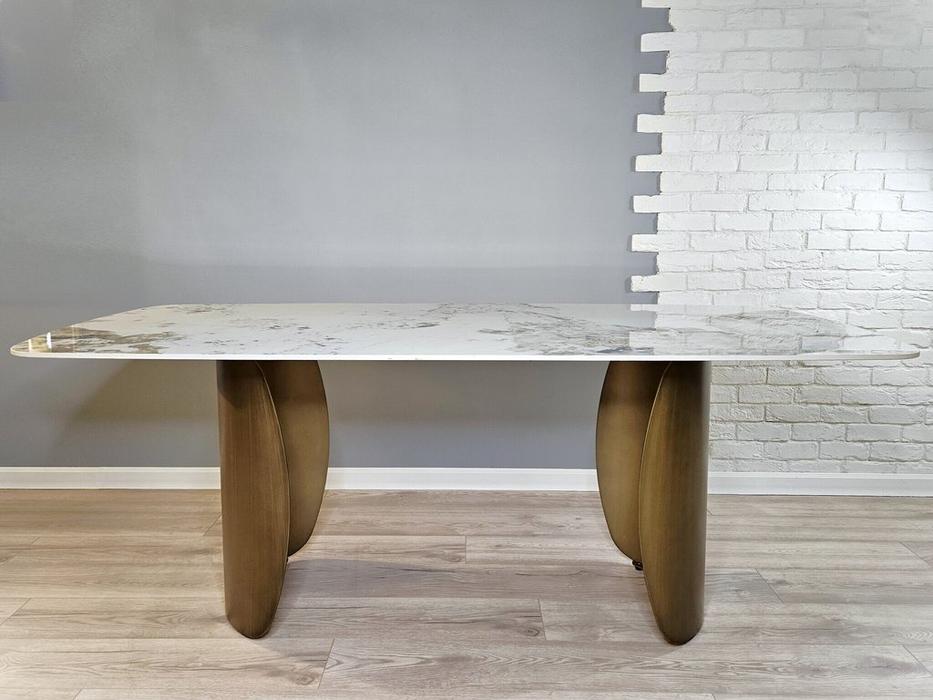 STG стол обеденный нераздвижной (белый золотой) Ideal