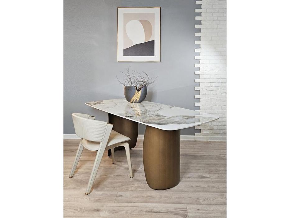 STG стол обеденный нераздвижной (белый золотой) Ideal