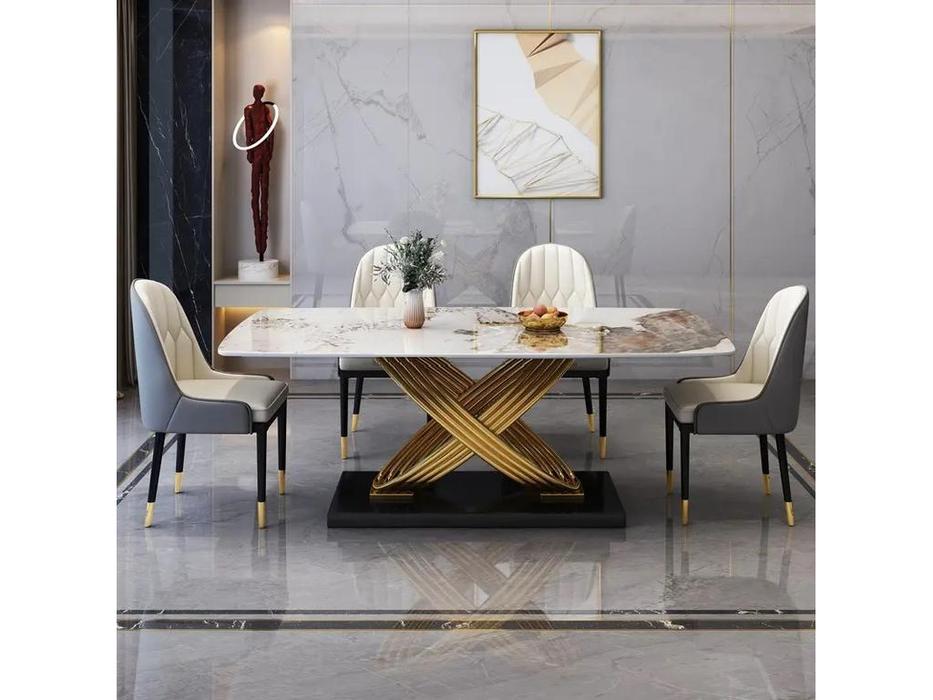 STG стол обеденный нераздвижной (белый золотой) Monte Carlo