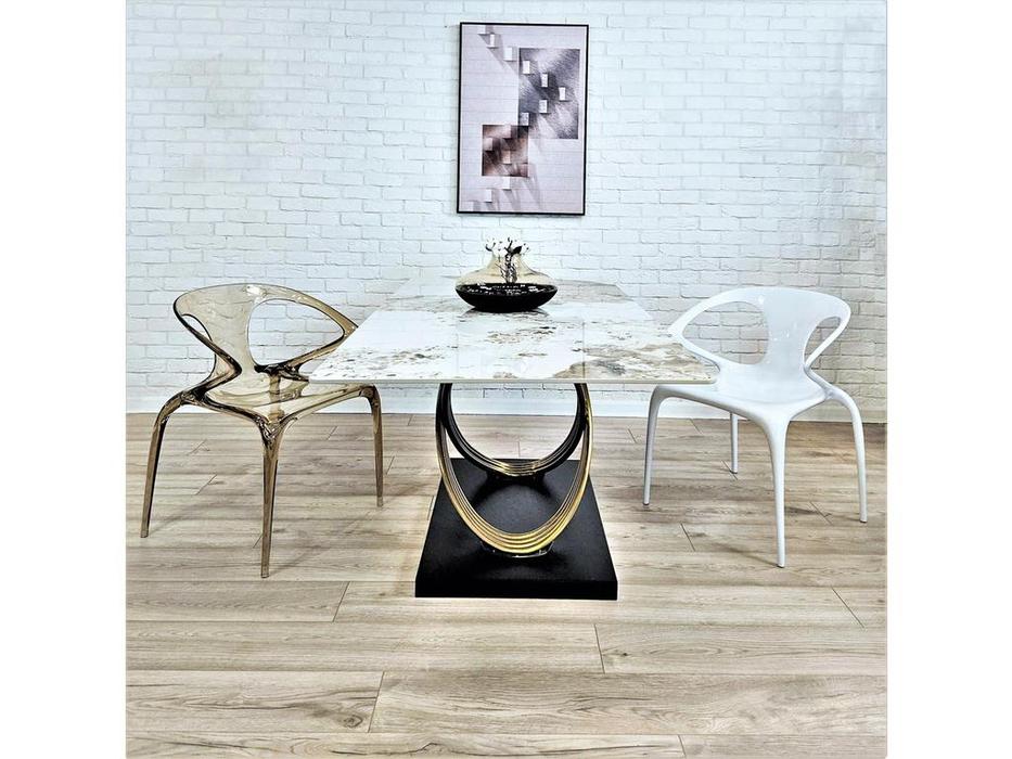 STG стол обеденный нераздвижной (белый золотой) Monte Carlo