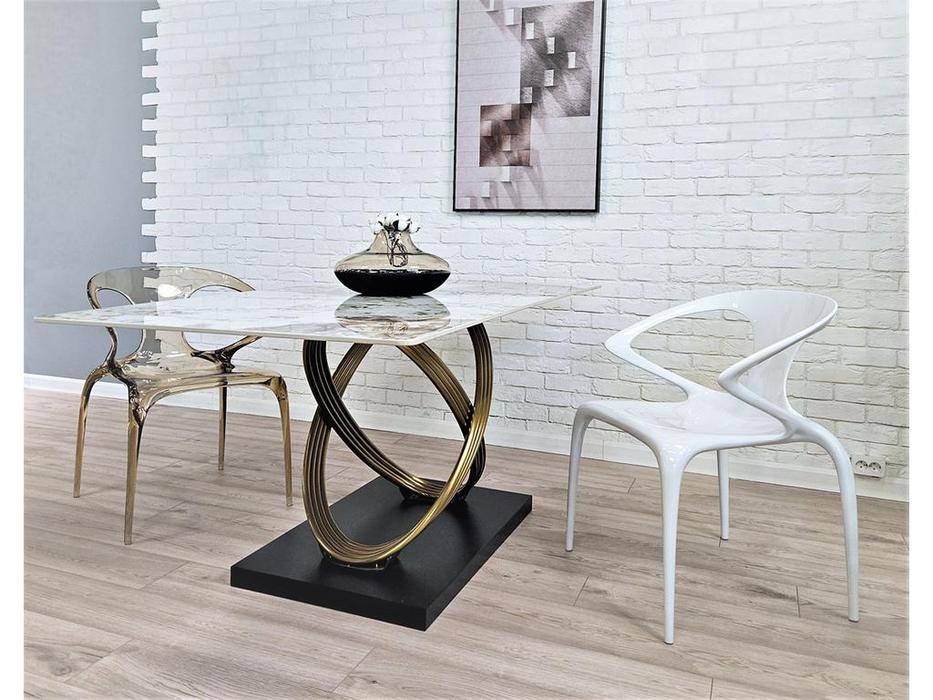 STG стол обеденный нераздвижной (белый золотой) Monte Carlo