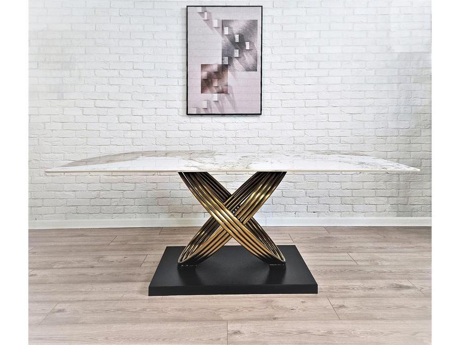 STG стол обеденный нераздвижной (белый золотой) Monte Carlo