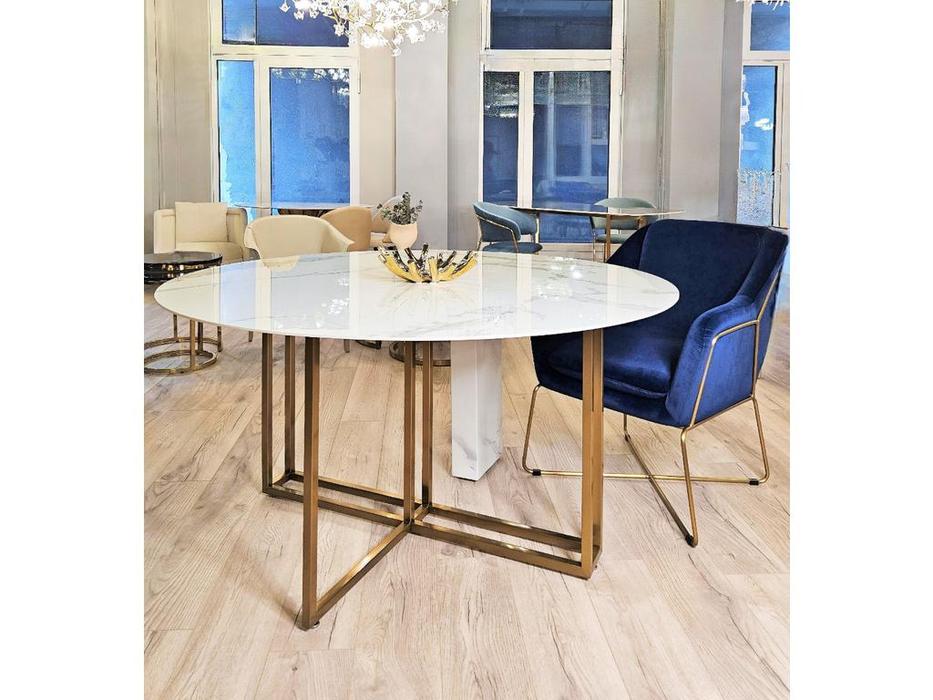 STG стол обеденный не раскладной (белый мрамор) Marble Cross Round