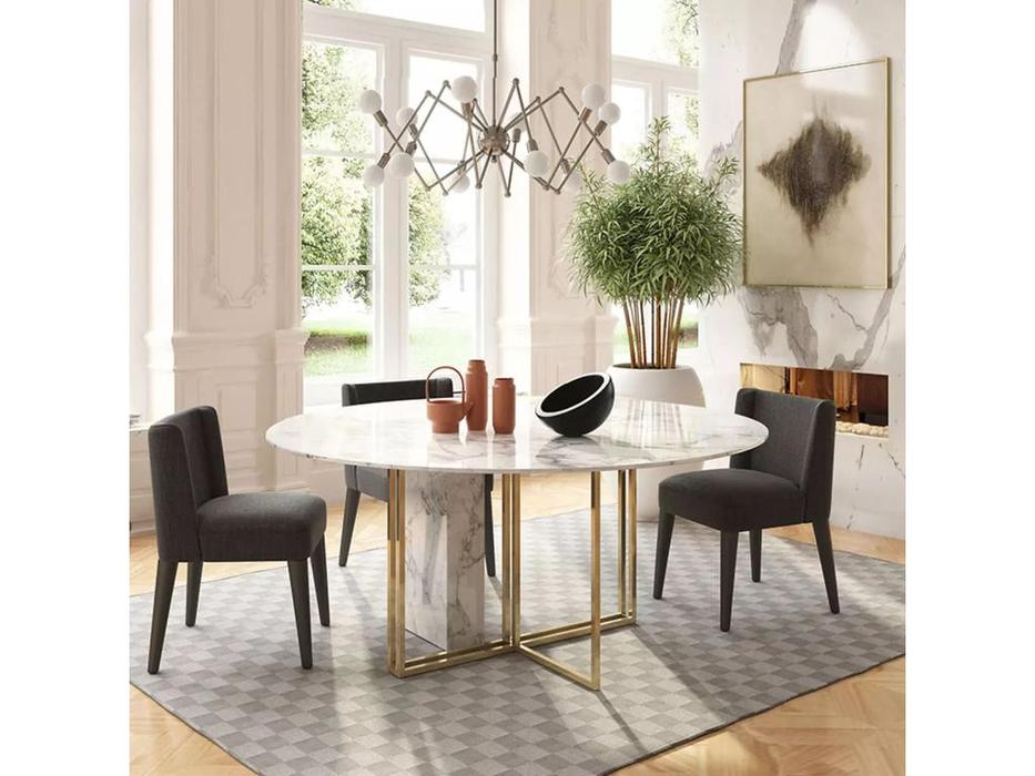 STG стол обеденный не раскладной (белый мрамор) Marble Cross Round