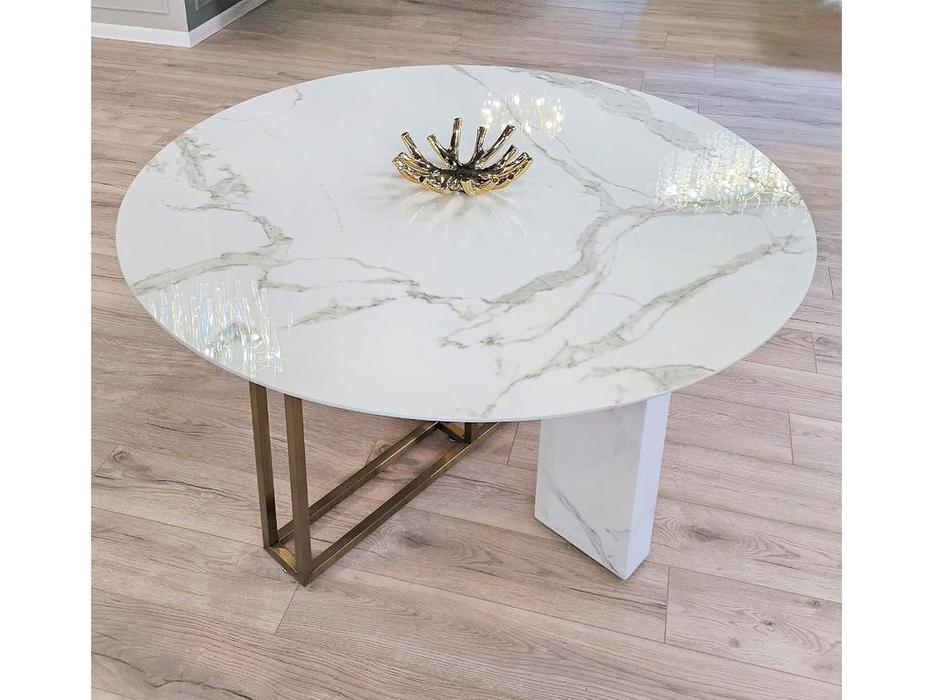 STG стол обеденный не раскладной (белый мрамор) Marble Cross Round