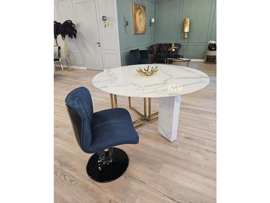 STG стол обеденный не раскладной (белый мрамор) Marble Cross Round