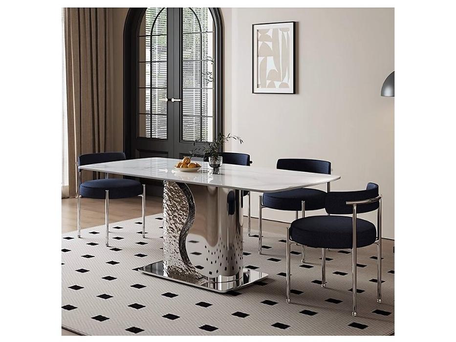 STG стол обеденный  (белый, серебро) Vegas