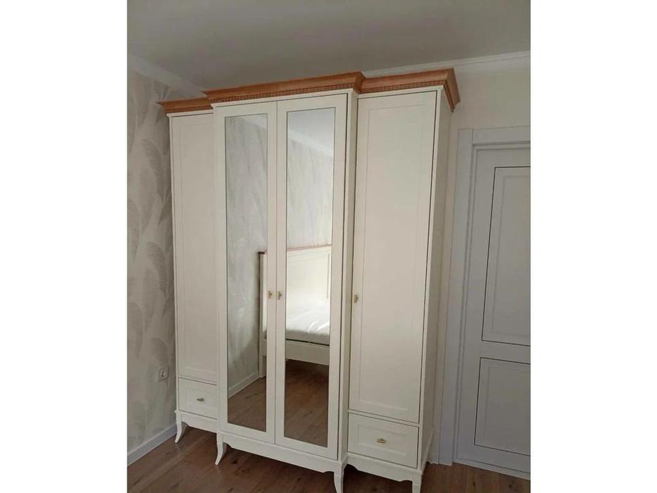 МастМур шкаф 4-х дверный 4 дв с зеркалами (ваниль) Римини