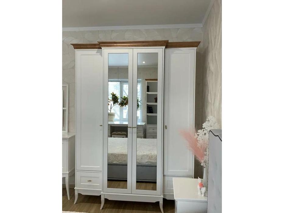 МастМур шкаф 4-х дверный 4 дв с зеркалами (ваниль) Римини