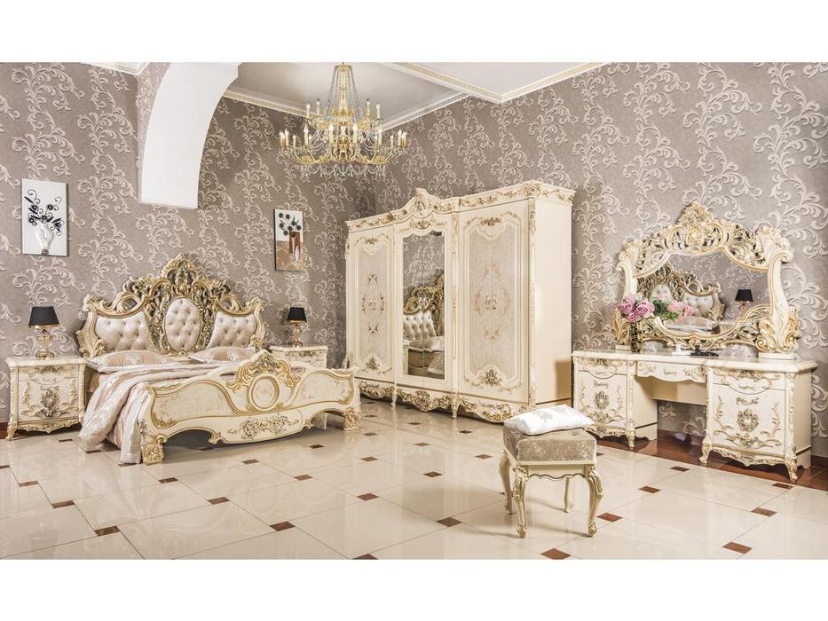 Эд Эль спальня барокко с 6 дв шкафом (платина, слоновая кость) Императрица
