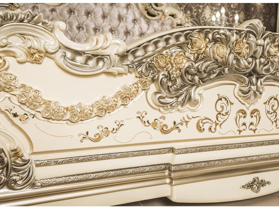 Эд Эль спальня барокко со шкафом (платина, слоновая кость) Анжелика