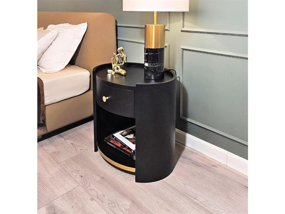 STG тумба прикроватная с 1 ящиком (черный, золото) Rosemberg