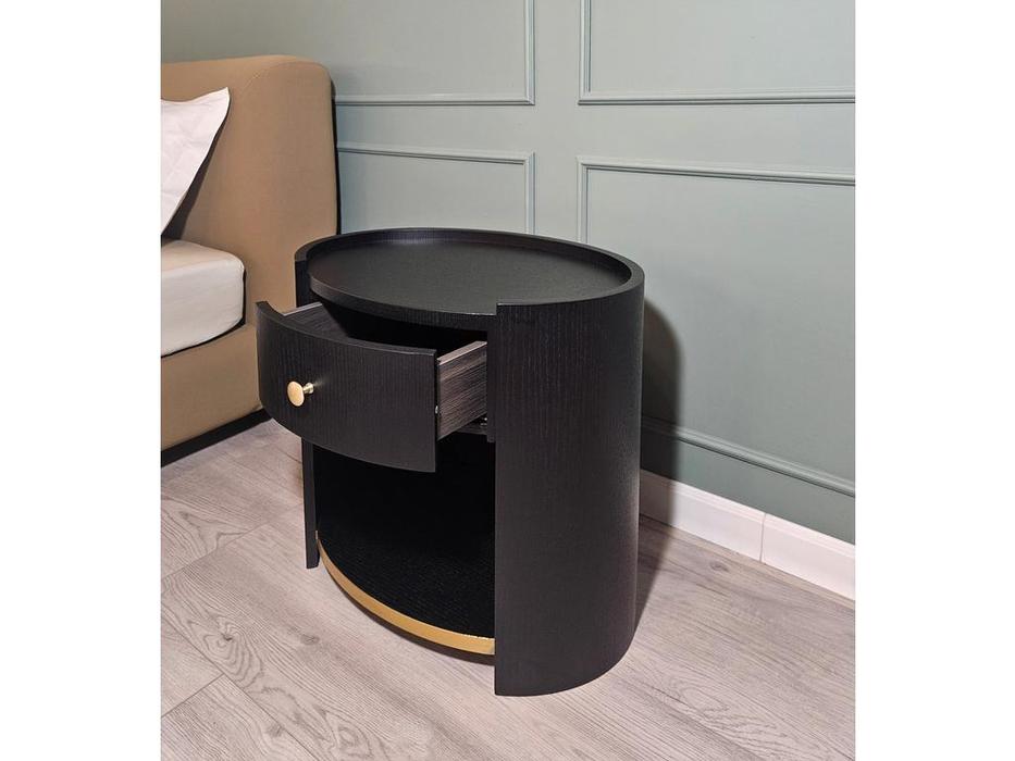 STG тумба прикроватная с 1 ящиком (черный, золото) Rosemberg