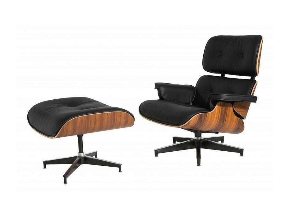 STG кресло с оттоманкой (чёрный) Eames Lounge