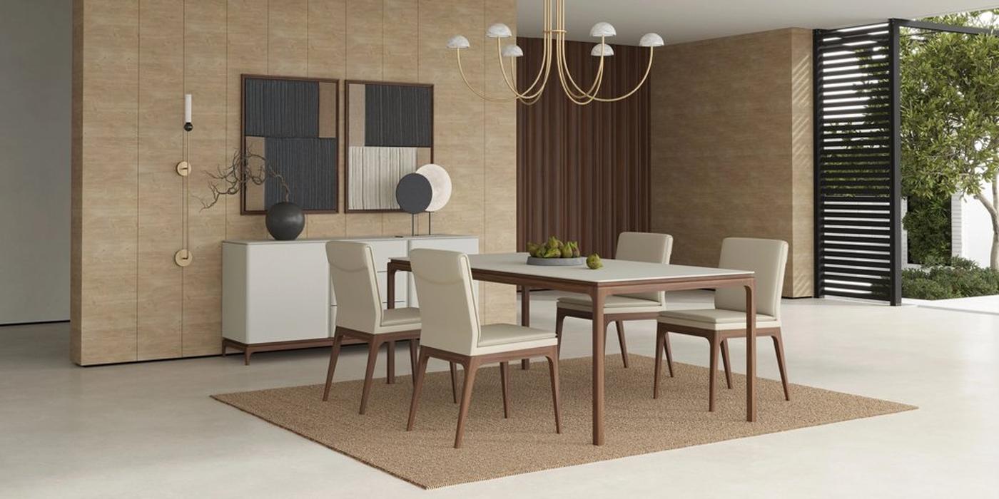 Mod Interiors стол обеденный не раскладной (светло-серый/орех) Calpe