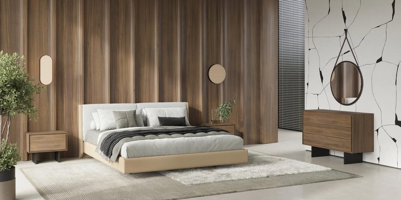 Mod Interiors кровать двуспальная 160х200 (орех, экокожа) Miramar