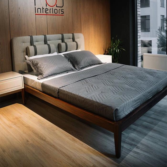 Mod Interiors кровать двуспальная 160х200 (орех F, серая рогожка) Marbella