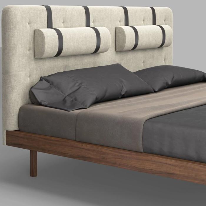 Mod Interiors кровать двуспальная 180х200 (орех F, серая рогожка) Marbella