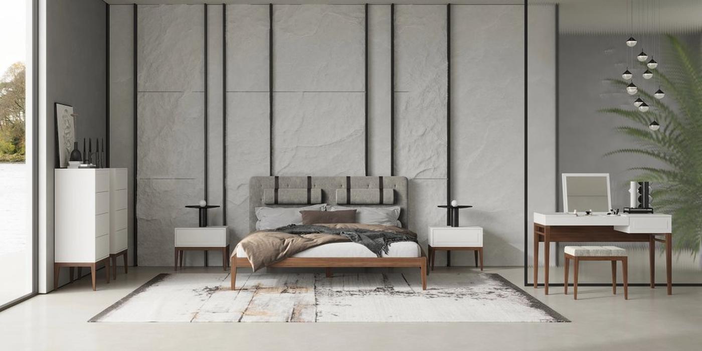 Mod Interiors кровать двуспальная 180х200 (орех F, серая рогожка) Marbella