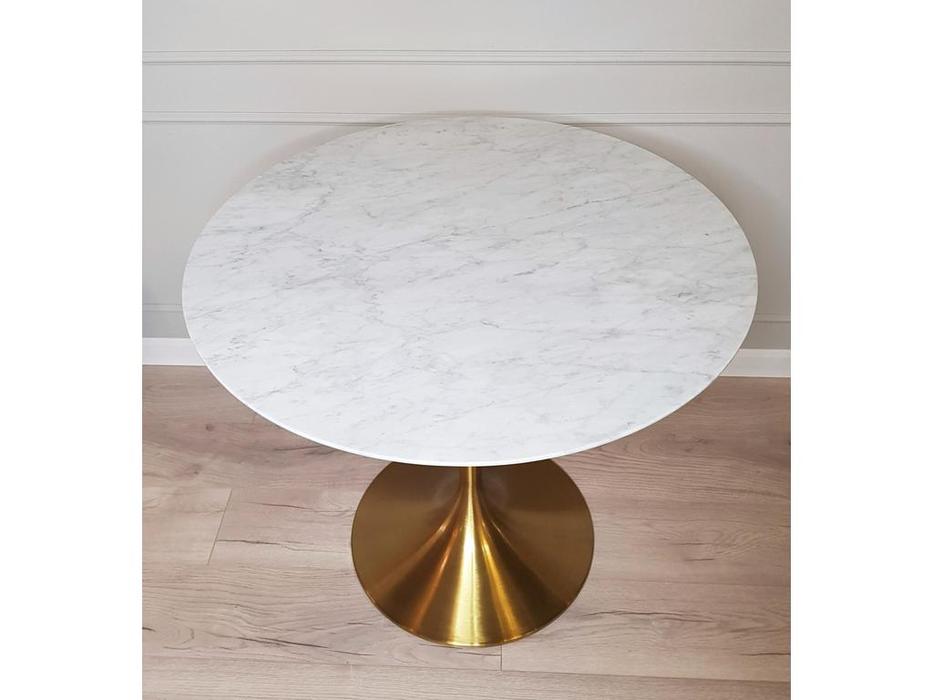 STG стол обеденный  (белый мрамор) Tulip Marble Brass