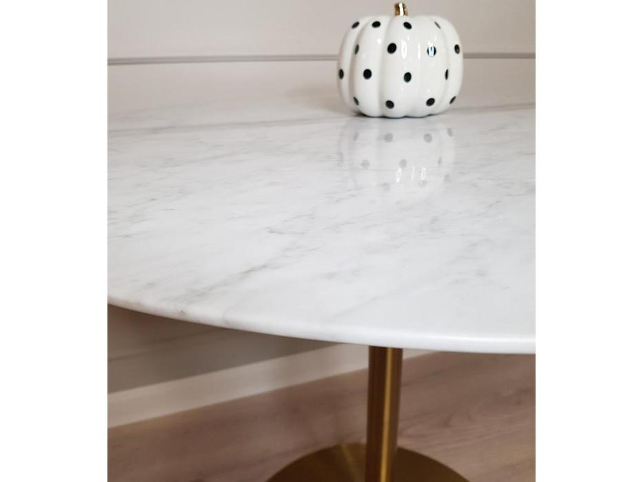 STG стол обеденный  (белый мрамор) Tulip Marble Brass