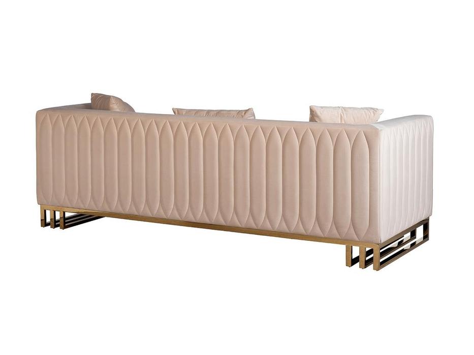 Garda Decor диван 3-х местный велюровый (бежевый) Lucerne